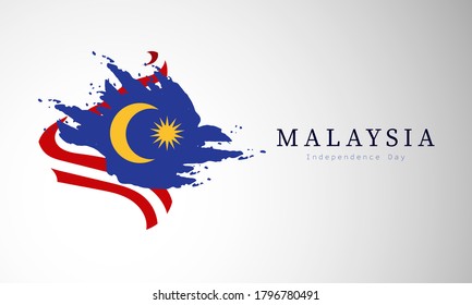 ilustración de diseño plano del día de la independencia del país de malasia con estilo de salpicadura de agua