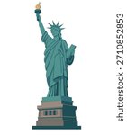 Flat Design Illustration Inspired by the Statue of Liberty – New York Landmark Concept