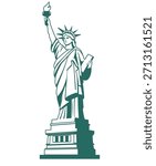 Flat Design Illustration Inspired by the Statue of Liberty – New York Landmark Concept. line art