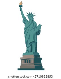 Ilustración de diseño plano inspirada en la Estatua de la Libertad – Concepto de Lugar famoso de Nueva York