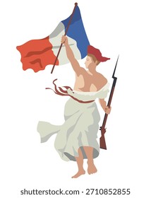 Flat Design Illustration Inspiriert von Freiheit, die Menschen führt - Strong Woman Art