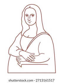 Flat Design Illustration Inspiriert von Mona Lisa . Moderner klassischer Kunststil. Linienart
