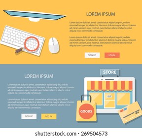 Flat design illustration internet shopping. Concepts web banner.