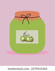  Flat Design Illustration Jar of Jam Kiwi