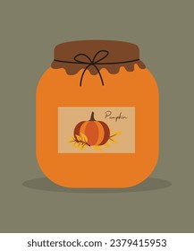  Flat Design Illustration Jar of Jam Pumpkin