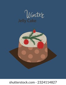 Flat Design Illustration with Jelly Cake Winter