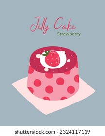  Ilustración de diseño plano con fresa Jelly Cake