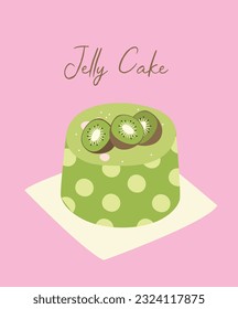 Flat Design Illustration with Jelly Cake Kiwi