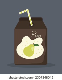Flat Design Illustration Juice Box Pear