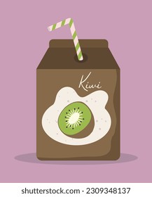 Flat Design Illustration Juice Box Kiwi