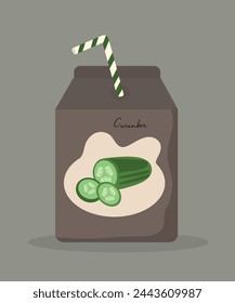  Flat Design Illustration with Juice Box at Cucumber