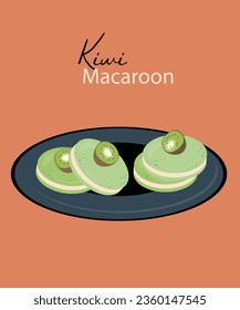 Flat Design Illustration with Kiwi Macaroon