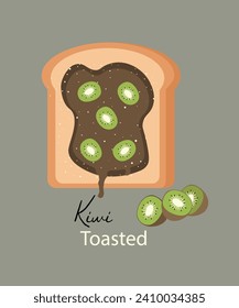 Flat Design Illustration with Kiwi Toasted