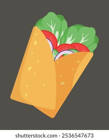 Flat Design Illustration with Lavash at Vegetables