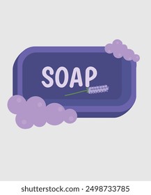 Flat design Illustration with Lavender Soap Bar