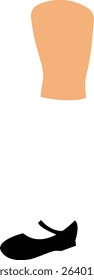 A flat design illustration of a leg in school uniform, featuring a clean and simple aesthetic with socks and shoes.