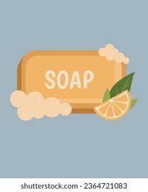 Flat design Illustration with Lemon Soap Bar