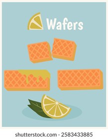 Flat Design Illustration with Lemon Wafers Taste