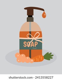 Flat Design Illustration at Liquid Hand Soap with Carrot
