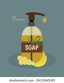 Flat Design Illustration at Liquid Hand Soap with Banana