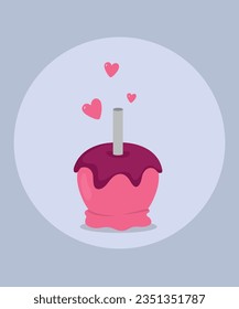 Flat Design Illustration with Love Apple Caramel