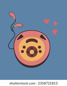  Flat Design Illustration with Love and CD Player