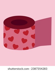  Flat Design Illustration with Love Toilet Paper