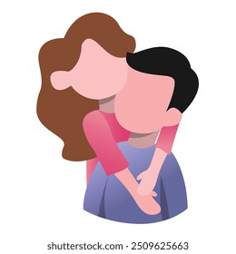 Flat Design Illustration of a Loving Couple