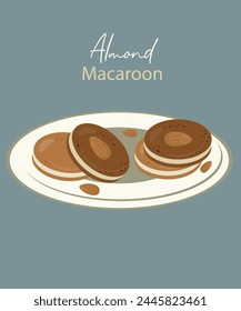 Flat Design Illustration at Macaroon with Almond Taste
