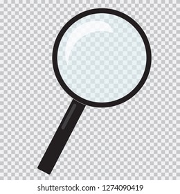 Flat design illustration with magnifying glass and black handle - transparent vector