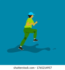 Flat design Illustration of a man jogging. Vector illustration of a jogging flat.