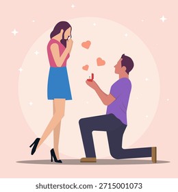 ilustração de design plano um homem se propõe a casar com ele