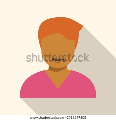 Flat design illustration of a man showing displeasure with a frown, featuring a long shadow effect