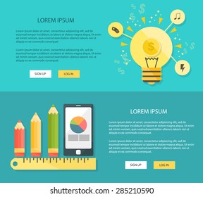 Flat design illustration management. Concepts web banner