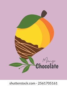 Flat Design Illustration with Mango and Chocolate Taste
