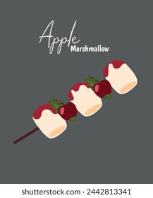 Flat Design Illustration Marshmallow at Apple Taste