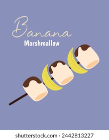  Flat Design Illustration Marshmallow at Banana Taste