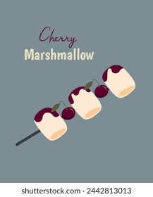 Flat Design Illustration Marshmallow at Cherry Taste