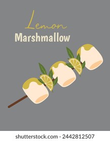 Flat Design Illustration Marshmallow at lemon Taste