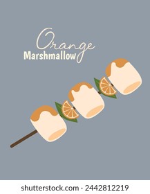 Flat Design Illustration Marshmallow at Orange Taste