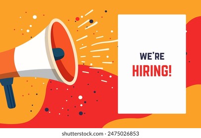 Flat Design Illustration of Megaphone Horn Speaker for Attention Announcement with Fluid Liquid Background