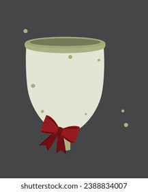 Flat Design Illustration with Menstrual Cup and Ribbon
