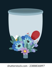 Flat Design Illustration with Menstrual Cup and Flowers