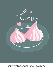 Flat Design Illustration with Meringue at Love Taste