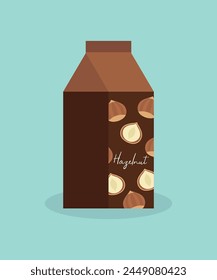 Flat Design Illustration with Milk at Hazelnut