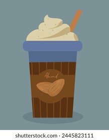 Flat Design Illustration with Milkshake at Almond