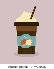 Flat Design Illustration with MilkShake at Hazelnut