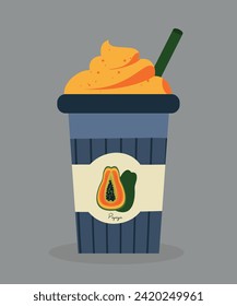 Flat Design Illustration with Milkshake at Papaya