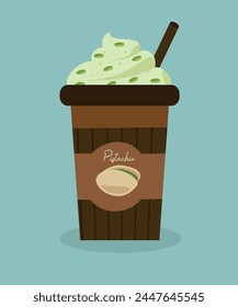 Flat Design Illustration with MilkShake at Pistachio