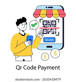 Flache Designgrafik des mobilen Barcodes